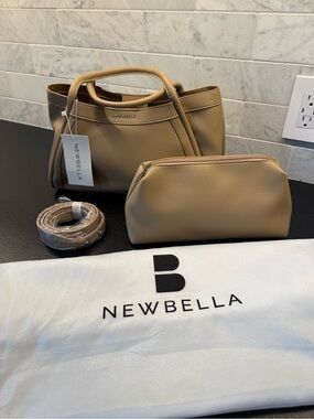 Newbella Kelly M Tote Brand New Tan with Pouch and strap.